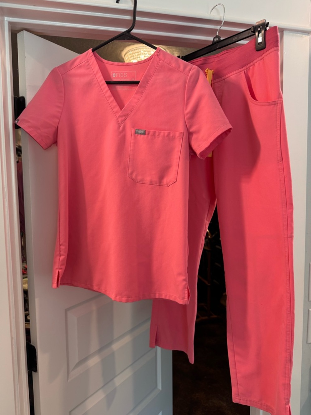 FIGS Neon Pink Two-Piece Scrub Set